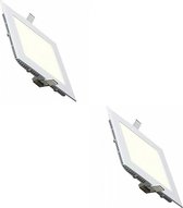 LED Downlight Slim 2 Pack - Inbouw Vierkant 15W - Natuurlijk Wit 4200K - Mat Wit Aluminium - 195mm