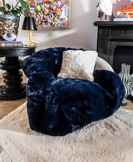 Plaid Fausse Fourrure - Dark Blue - Floorpassion X Fred