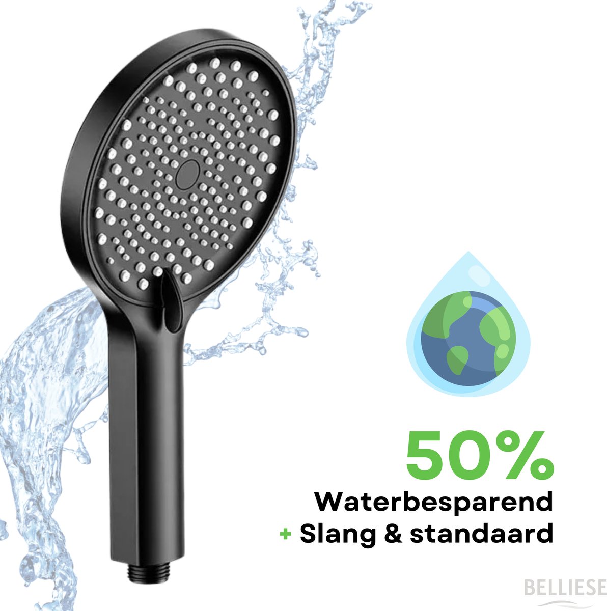 Belliese Wellness Douchekop Waterbesparend Douchekop met slang