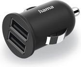 Hama 2-voudige USB-oplader sigarettenaanst., oplaadadapter voor auto, 2,4 A/12 W