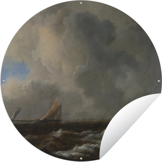 Tuincirkel Scheepvaart bij een frisse bries - Jacob van Ruisdael - 60x60 cm - Ronde Tuinposter - Buiten