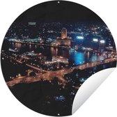 Tuincirkel De nacht over Caïro - Egypte - 120x120 cm - Ronde Tuinposter - Buiten XXL / Groot formaat!