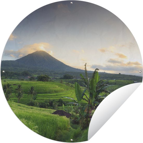 Tuincirkel Indonesië - Berg - Rijst - 90x90 cm - Ronde Tuinposter - Buiten
