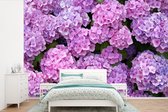 Behang - Fotobehang Bloemen - Hortensia - Struik - Roze - Bloemblaadjes - Breedte 420 cm x hoogte 280 cm