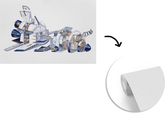Papier peint photo vinyle - Une illustration de la coupe transversale d'une Shuttle spatiale de la NASA largeur 330 cm x hauteur 220 cm - Tirage photo sur papier peint (disponible en 7 tailles)