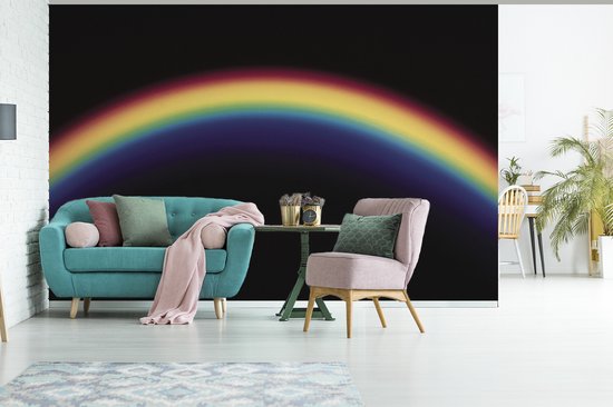 Papier peint photo Rainbow - fotobehang arc-en-ciel sur fond noir largeur 330 cm x hauteur 220 cm - Impression photo sur papier peint vinyle (disponible en 7 tailles) - chambre/salon/bureau
