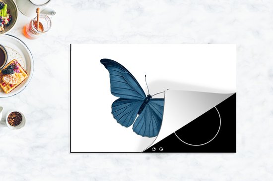 KitchenYeah® Inductie beschermer 80.2x52.2 cm - Vlinder - Dieren - Blauw - Kookplaataccessoires - Afdekplaat voor kookplaat - Inductiebeschermer - Inductiemat - Inductieplaat mat