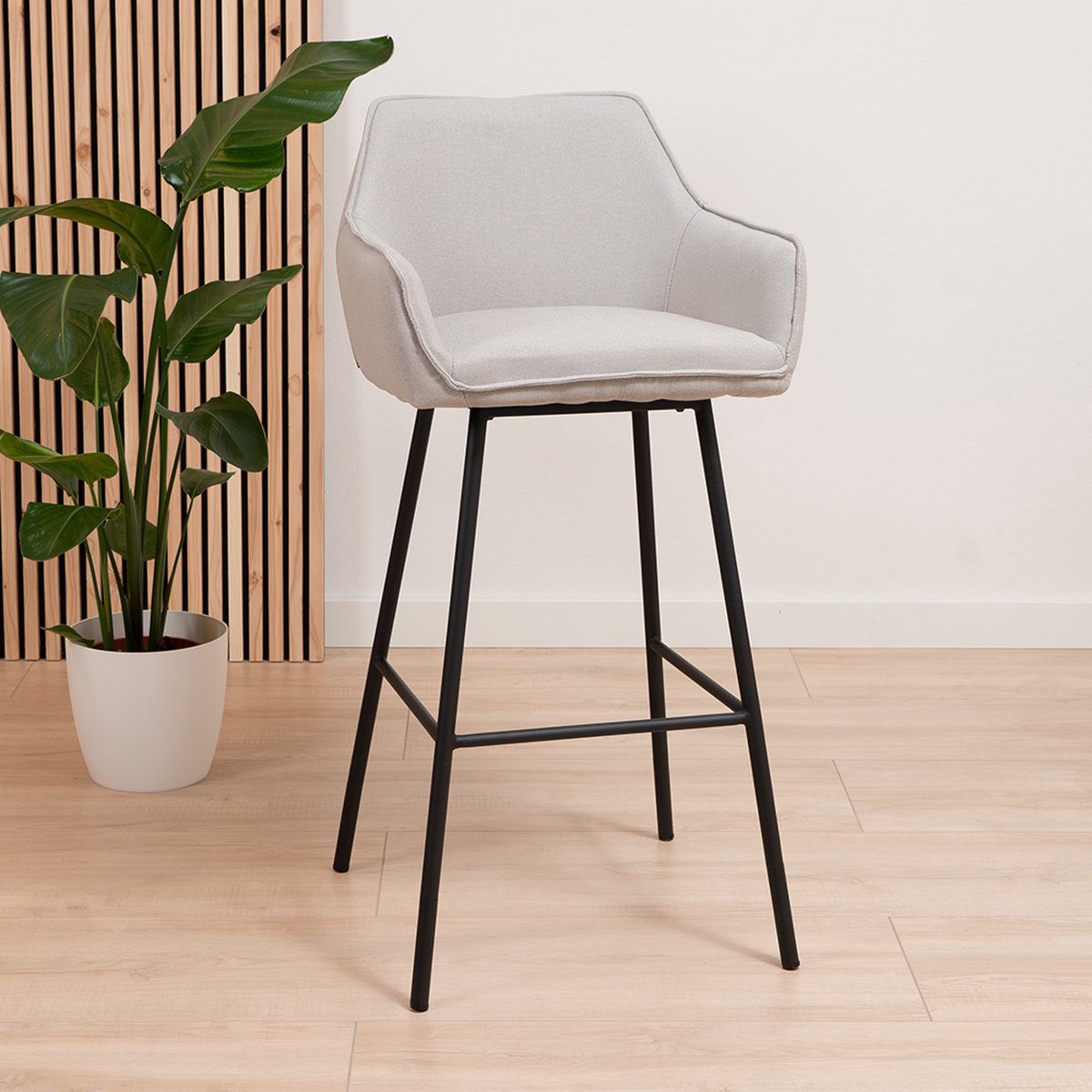 Bronx71 Scandinavische barkruk Andor gerecyclede stof grijs 65-78 cm - Barkrukken set van 2 - barstoel