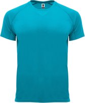 Turquoise unisex sportshirt korte mouwen Bahrain merk Roly maat S