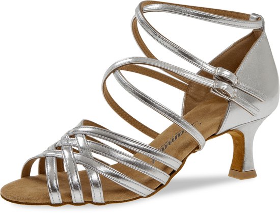 Chaussures de Danse Femme Diamant 108-077-013 - Chaussures de Mariée - Chaussures de Danse Latin Cuir Argent - Chaussures de Mariage Femme - Semelle Daim - Taille 36