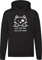 80% cotton 20% cat hair Hoodie - kat - haar - huisdier - grappig - unisex - trui - sweater - capuchon