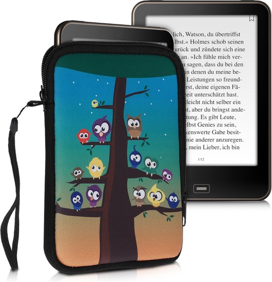 kwmobile Universele Cover voor eReader - Neopreen hoesje Uilboom design meerkleurig / blauw / bruin - 17 x 12 x 2 cm van kwmobile — afbeelding 5