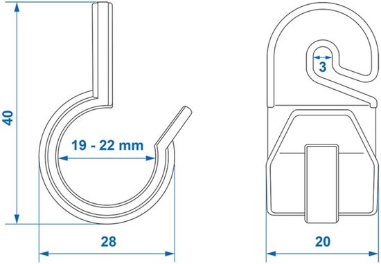 Pro Plus Tentclip met Haak - Kunststof - Geschikt voor Buis Ø 19 t/m 22 mm - Zwart - Pro Plus