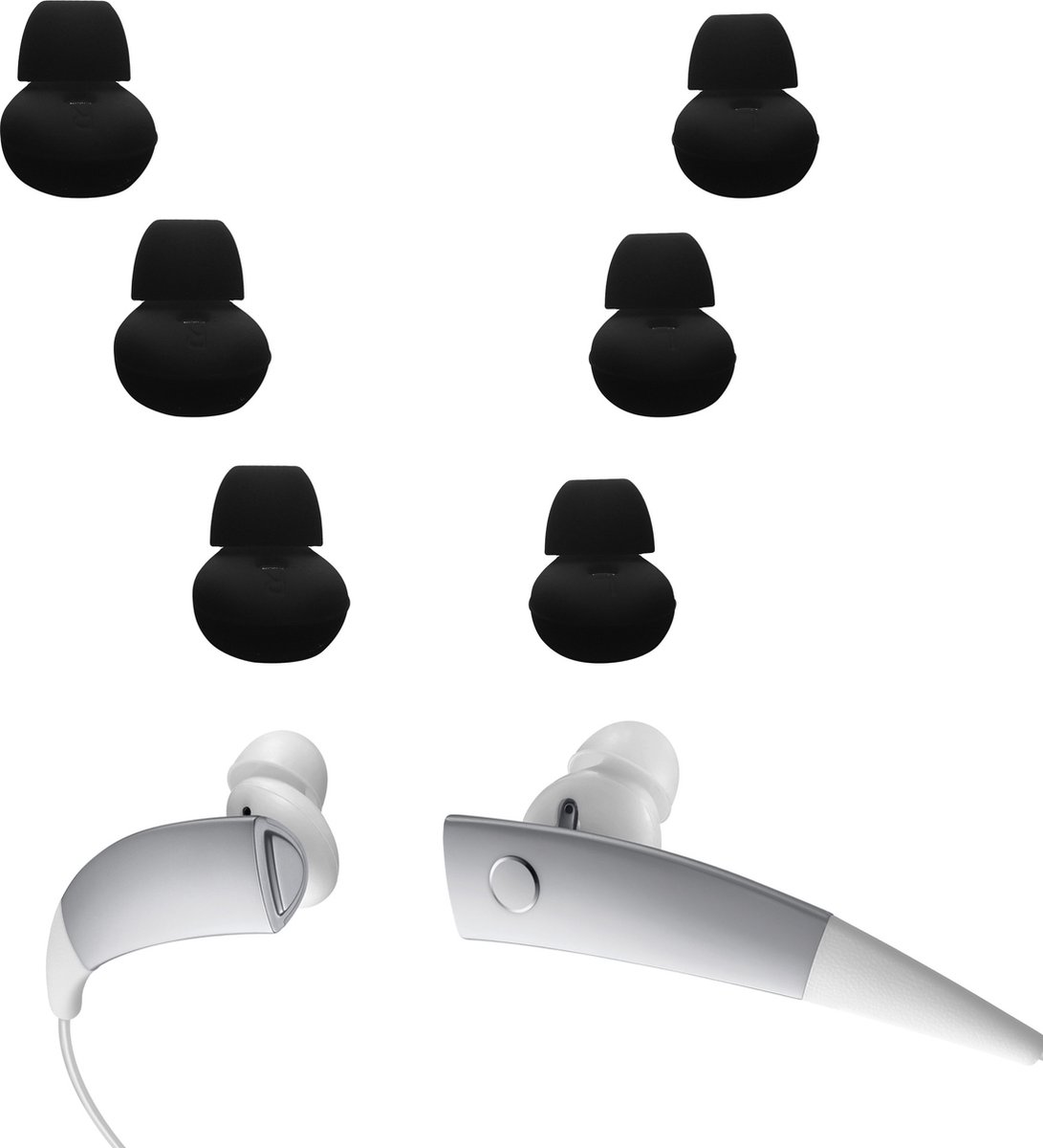 kwmobile 6x cover voor in-ear oortjes voor Samsung Gear Circle SM-R130 - Vervangende oordopjes in zwart