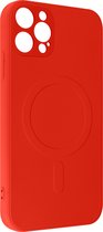 Coque Magsafe Convient pour Apple iPhone 12 Pro Siliconen intérieur Soft-touch rouge