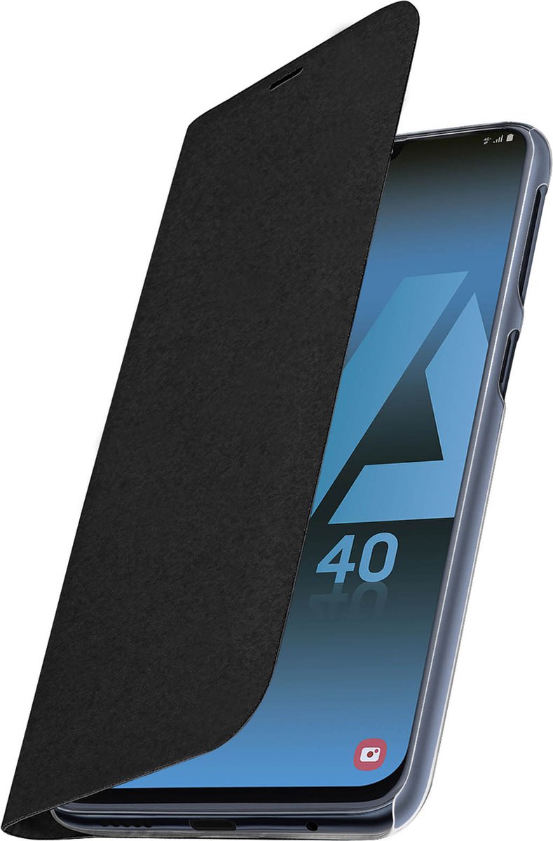 Geschikt voor Samsung Galaxy A40 Flip Wallet Kaarthouder Hoes zwart