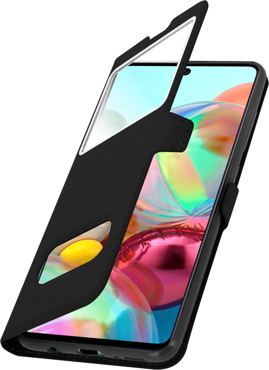 Geschikt voor Samsung Galaxy A71 Vensterhoes met Video Support zwart
