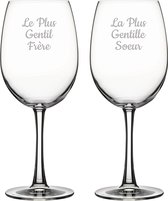 Rode wijnglas gegraveerd - 58cl - Le Plus Gentil Frère & La Plus Gentille Soeur