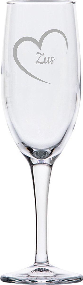 Gegraveerde Champagneglas 16,5cl Zus met hartje