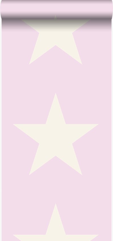 Origin Wallcoverings behang sterren glanzend roze en wit - 346827 - 53 cm x 10,05 m