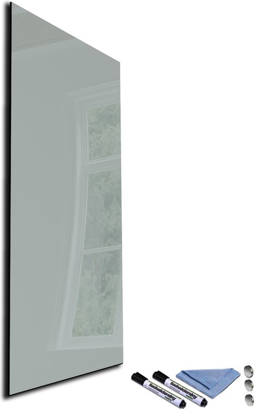 POUMUE Whiteboard, droog afwasbaar, A3, 42 x 30 cm, A3, magnetisch, met 8 markers, 1 rubber, dubbelzijdig, afwisbaar bord voor koelkast, flexibel bord