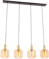 QAZQA zuzanna - Lampe de table à manger Design à suspendre au-dessus de la table à manger | en salle à manger - 4 lumières - L 120 cm - Oranje - Salon | Chambre à coucher | Cuisine