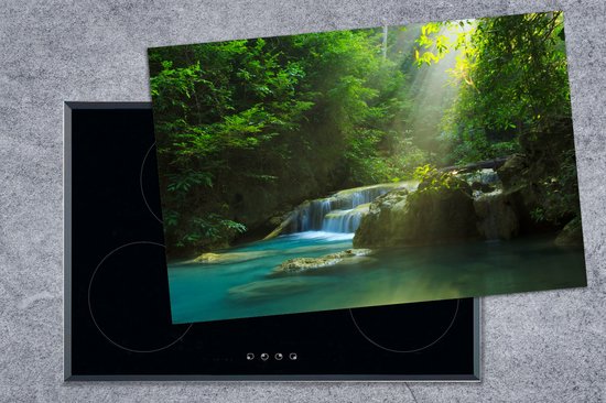 KitchenYeah® Inductie beschermer 77x51 cm - Jungle - Waterval - Planten - Jongens - Meisjes - Kinderen - Kookplaataccessoires - Afdekplaat voor kookplaat - Inductiebeschermer - Inductiemat - Inductieplaat mat