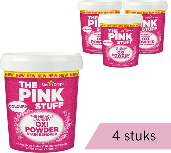The Pink Stuff - Vlekverwijderaar voor gekleurde- en witte was - 4 x 1.2 kg - Voordeelverpakking