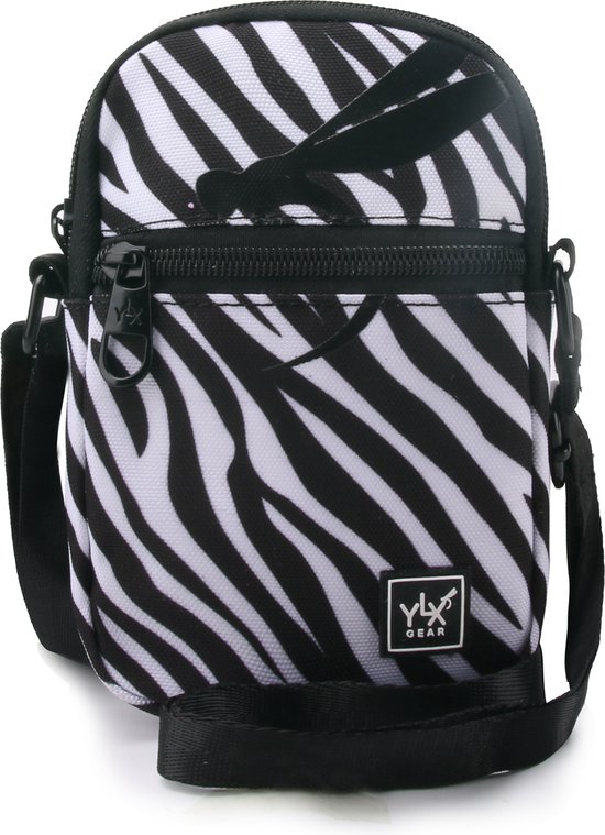 YLX Juss Crossbody Bag. Zebra print - zwart - wit. Recycled Rpet materiaal. Eco-friendly. Telefoontas. Dames, heren, jongens, meisjes, vrouwen, mannen, middelbare scholieren, tieners