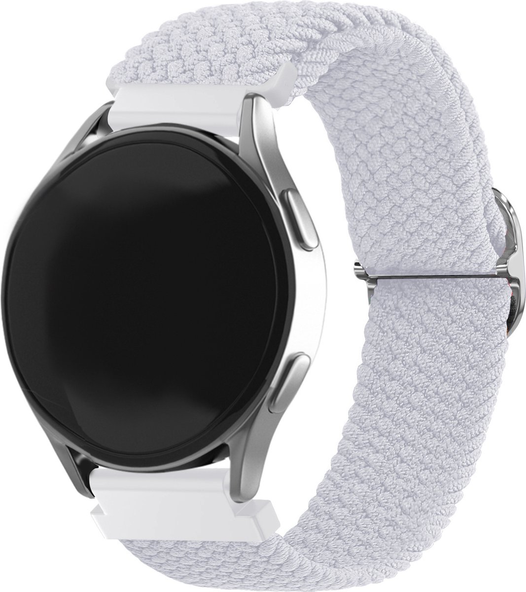 Strap-it Smartwatch bandje 22mm - geweven / gevlochten nylon bandje geschikt voor Samsung Galaxy Watch 1 46mm / Watch 3 45mm / Gear S3 Classic & Frontier - Polar Vantage M / M2 / M3 / V3 / Grit X / Grit X Pro - OnePlus Watch - Wit