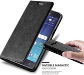 Cadorabo Hoesje geschikt voor Samsung Galaxy J5 2015 in ZWARTE NACHT - Beschermhoes met magnetische sluiting, standfunctie en kaartvakje Book Case Cover Etui