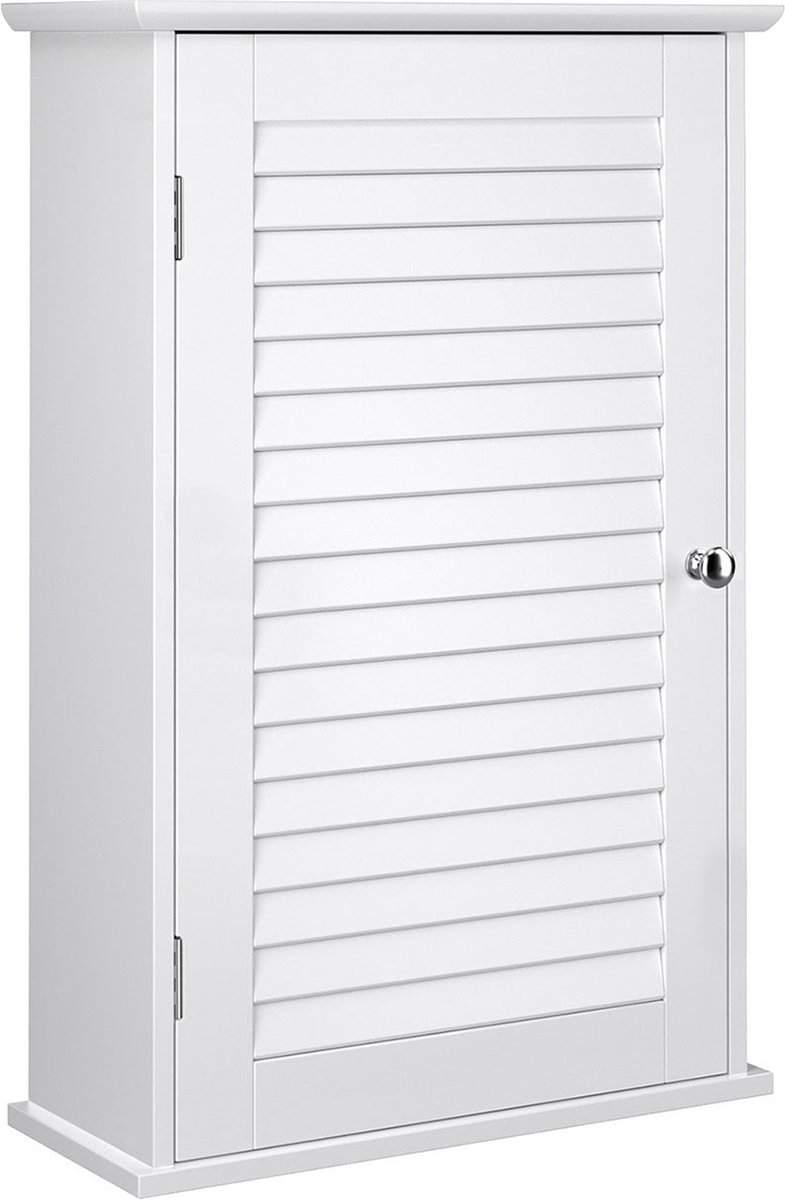 Kast - Wandkast - badkamerkast - Met deur - 40 x 16 x 60 cm - Hout - Wit
