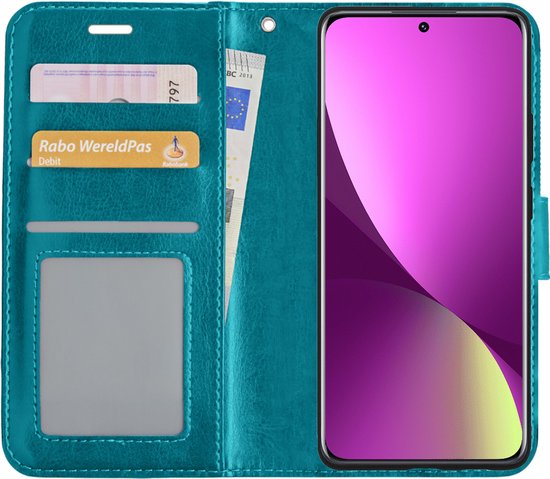 Xiaomi 12X Cover Bookcase Flipcase Book Cover avec protecteur d'écran - Xiaomi 12X Cover Book Case - Turquoise