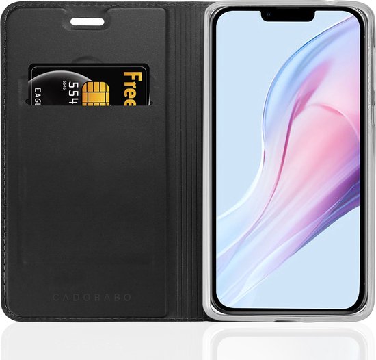 Cadorabo Hoesje geschikt voor Apple iPhone 13 MINI in CLASSY ZWART - Beschermhoes met magnetische sluiting, standfunctie en kaartvakje Book Case Cover Etui
