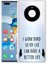 Huawei Mate 40 Pro Hoesje Royalty Cat - zwart Designed by Cazy