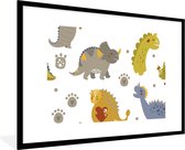 Poster in fotolijst kind - Schilderij voor kinderen - Dinosaurus - Kinderen - Design - Jongens - Meisjes - Kinderkamer decoratie - 120x80 cm - Poster kinderkamer