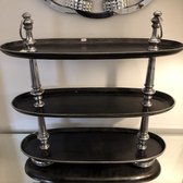 PTMD Aluminium grote 3-laags etagere XL antraciet met zilver - PTMD Alu 2tone black etagere 3 layers XL