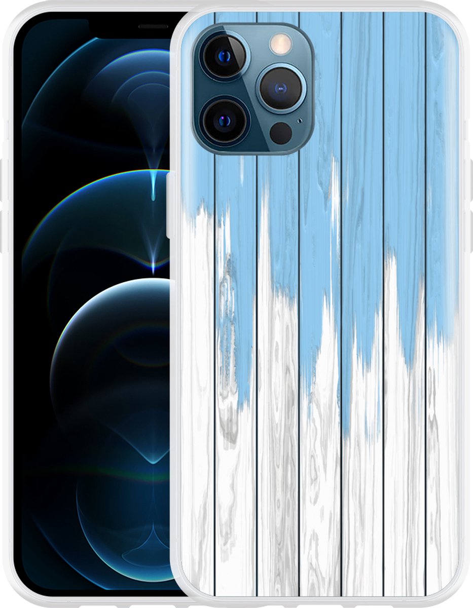 Geschikt voor Apple iPhone 12 Pro Max Hoesje Dripping blue paint - Designed by Cazy
