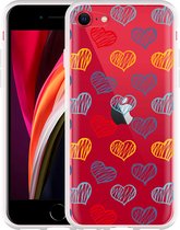 iPhone SE 2020 Hoesje Doodle hearts - Designed by Cazy