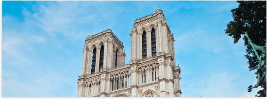 WallClassics - Poster Glanzend – Notre-Dame Kathedraal - Parijs - 120x40 cm Foto op Posterpapier met Glanzende Afwerking