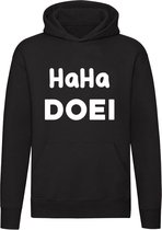 HaHa Doei | bye | ciao | doeg | dag | houdoe | tot ziens | Unisex | Trui | Hoodie | Sweater | Capuchon | Zwart