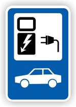 Laadpaal elektrische auto verkeersbord sticker.