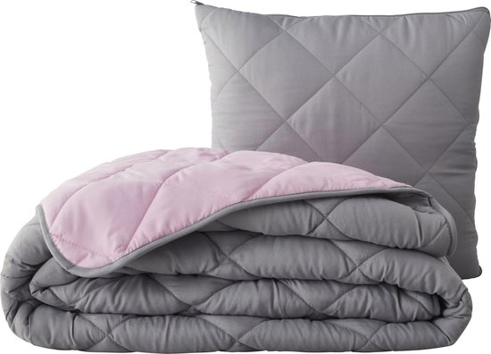 Dekbed / hoofdkussen Magic Pillow 240x220 grijs / roze
