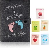 Little Moonshine® Paspoorthoes van Vilt (Donkergrijs) - Duurzame Hoes voor het Moederschapspaspoort - Ruimte voor Foto's en Kaarten - Ideale Metgezel voor Zwangere Vrouwen