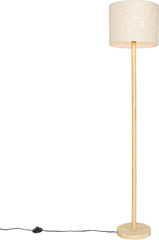 QAZQA mels - Landelijke Vloerlamp | Staande Lamp - 1 lichts - H 151 cm - Naturel - Woonkamer | Slaapkamer | Keuken