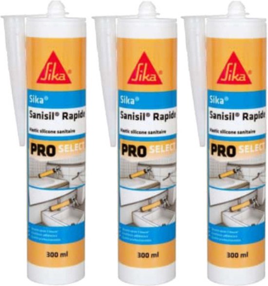 Set van 3 antischimmel siliconenkitten voor sanitair SIKA Sanisil Rapide