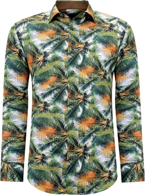 Heren Overhemd Tropical Print - 3114 - Groen