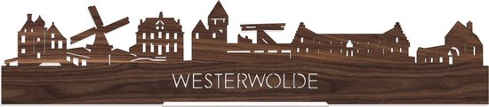 Standing Skyline Westerwolde Notenhout - 40 cm - Woon decoratie om neer te zetten en om op te hangen - Meer steden beschikbaar - Cadeau voor hem - Cadeau voor haar - Jubileum - Verjaardag - Housewarming - Aandenken aan stad - WoodWideCities