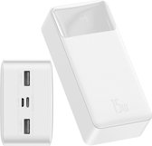Baseus Bipow 30.000 mAh Powerbank Wit | Hoge Capaciteit Met Display | 15W USB-C & USB-A | Geschikt voor Samsung, iPhone en andere smartphones