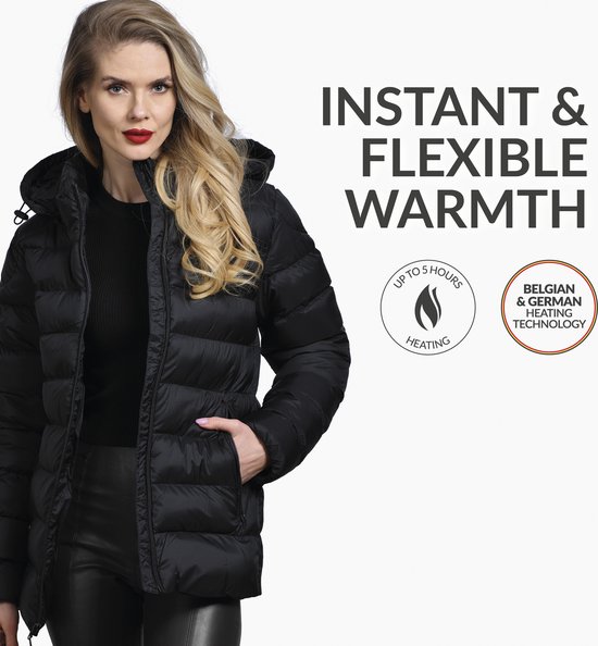 Verwarmde gewatteerde jas - Slim fit voor dames - Met verstelbare kap -  Rapid power... | bol